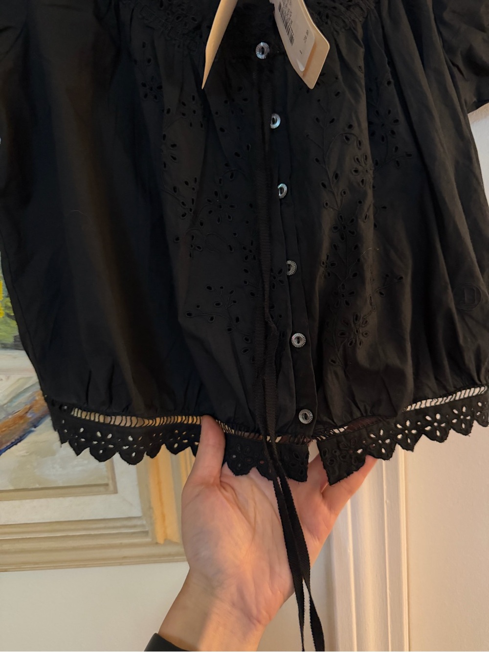 Doen Nera Puff-Sleeve Top in Black - Picture 5 of 7